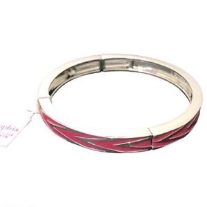 Lia Sophia Pink and Silver Stretch Bangle Bracelet